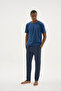 New Season Men's Crew Neck Short Sleeve Stylish Design Pajama Set - 6