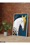 Gold Detailed Colorful Horse One-Piece Wooden Framed Painting