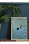 Black Cat in the Lake One Piece Wooden Framed Painting - 2