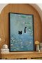 Black Cat in the Lake One Piece Black Wooden Framed Painting - 4