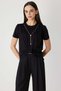 Front Gathered Blouse with Chain Accessory - 3