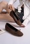 Hi̇dden Hidden Heeled Leather Women's Ballerinas with Bow Detail