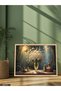 Daisies and Deer in a Vase One-Piece Wooden Framed Painting