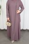 Plus Size Elegant Stone Embellished Belt Detailed Mother Dress Powder Hnt1084 - 9