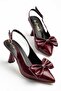 Women's 7 cm Heeled Bow-Tie Strap Closed-Front Pointed Toe Shoes