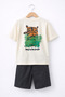 Boys’ 2-Piece Set – Tiger Graphic T-Shirt (Front & Back Print) & Shorts - 4