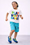 Boys’ 2-Piece Set – “Play Happy Game” Graphic T-Shirt & Textured Shorts - 6