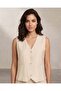 Women Beige Sleeveless Button-Front Top - 4