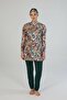 Leafy Patterned Full-Coverage Hijab Swimsuit with Leggings - 4