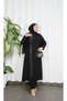 Stone Embellished Plus Size Hijab Suit Black Hnt7537 - 4