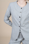 Women's Winter Gray Melange Round Neck Jacket and High Waist Wide Leg Pants Set Casual Daily Office Stylish 1287 - 6