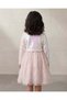 Girls Pink 3D Floral Dress With Sequin Bolero - 3