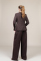 Women's Winter Coffee Color Round Neck Jacket and High Waist Wide Leg Pants Set Casual Daily Office Stylish 1287 - 5