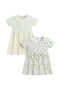 Infant Girls 2-Pack Rib Dresses (Daisy Floral & Cream Stripe) - 6