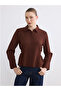 Brown Striped Drawstring Women's Shirt - 3