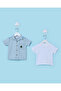 Infant Boys Blue Denim Shirt and T-Shirt Set (2 Piece)