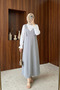 Shoulder Lace Detailed Plain Dabl Jile - Gray