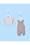 Baby Boys Brown T-Shirt With Romper Dungree Set (2 Piece) - 3