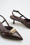 Heeled Women's Shoes - 5 cm Thin Heeled Pointed Toe Women's Stiletto Shoes Brown Yanki - 3