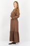 Women Plain Tie Waist Maxi Casual Dress, Chocolate Brown - 3