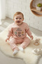 Baby Girl 100% Cotton Interlock Floral Embroidered 2-Piece Top and Bottom Set - 3