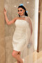 Lace Fabric Strapless Mini Dress - White - 4