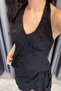 Kechi Leopard Print Satin Neck Tie Blouse - Black Black - 4