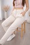 Women's Beige Fabric Trousers High Waist Narrow Leg Stylish Casual Office Pants - 3