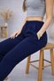 Women's Navy Blue High Waist Fabric Trousers, Narrow Leg, Stylish, Office, Daily, Comfortable Fit - 4