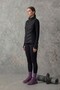 Black Quilted Sleeveless Slim Fit Mock Neck Zippered Pocket Women’s Puffer Vest - 3