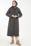Hooded Quilted Coat with Front Zipper Pockets - Anthracite 23Kt746