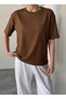 Unisex Bitter Brown a Quality Cotton Slimfit Narrow Lycra Combed Cotton Body T-Shirt - 3