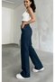 Peach Women's Ikon 90's Dark Blue Navy Blue Super Extra High Waist Palazzo Loose Jean Pants - 2