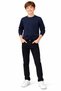 Boy's Plain Black Color Lycra Jeans with Zipper Closure and Pockets