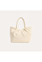 Women's Ecru Ribbed Leather Look Handbag