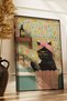 Wooden Framed Painting, Cat Reading Newspaper in Bathtub, Fun Modern Bathroom, Room, Office Wall Art - 3