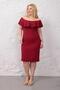 Women's Burgundy Shoulder Detail Ruffle Collar Stretchy Plus Size Dress
