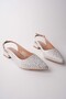 Syros Pearl Stone Embellished Pointed Toe Open Back Women's Heeled Shoes - 6