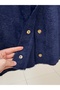 Arin Crew Neck Gold Buttoned Cardigan-Mf8596 Navy Blue - 4