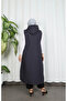 Hooded Long Quilted Vest Gray Hnt8569 - 7