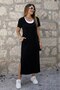 Women's Viscose Dress with Slit Detail and Crew Neckline, Athlete-Look Style - 3