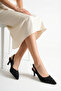 Smıtty Women's Stone Heeled Shoes - Black Suede - 6