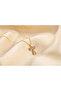 Pink Stone Bow Necklace Gold Color