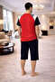 Polo Republi̇ca 95% Cotton Crewneck Short Sleeve Men's Capri Pi̇kama Set 3411 - 2