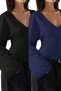 Women's 2-Piece V-Neck Long Sleeve Waist-Slit Blouse