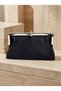 Black Color Satin Soft Leather Metal Stone Pearl Detailed Chain Strap Crystal Stone Women's Evening Dress Bag - 7