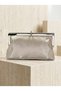 Skin Color Satin Soft Leather Metal Stone Pearl Detailed Chain Strap Crystal Stone Women's Evening Dress Bag - 4