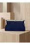 Navy Blue Color Satin Soft Metal Stone Pearl Detailed Chain Strap Crystal Stone Women's Evening Dress Bag - 8