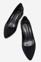 Women's Plain Galvanized Pointed Heeled Shoes Black Zra - 5