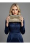Gold Color Soft Leather Metal Stone Pearl Detailed Chain Strap Crystal Stone Women's Evening Dress Bag